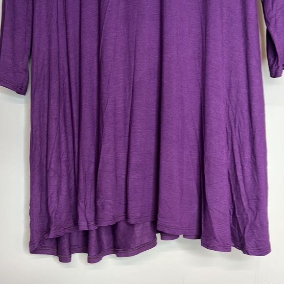 PURPLE RAYON CRISSCROSS V-NECK 3/4 SLEEVE XL FLOWY BLOUSE - Picture 6 of 8